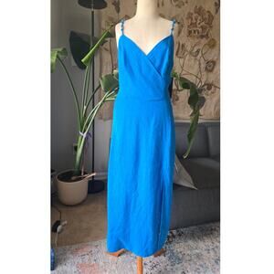 NWT Vix Paula Hermanny Solid Alanna Midi Dress Blue Size L